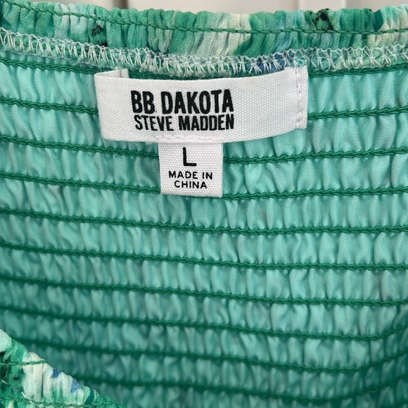STEVE MADDEN BB DAKOTA Green Smocked Minidress long sleeve size L large - Picture 5 of 8